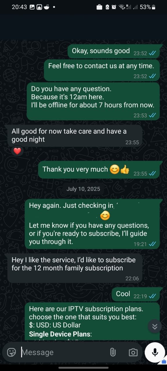 GTAIPTV customer signs up for a 12-month family subscription